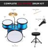 imageBest Choice Products 3Piece Beginner Drum Set for Kids Juniors wThrone Stool Cymbal Drum Sticks Bass Drum Pedal 2 Toms  BlueLight Blue Sparkle