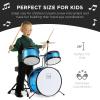 imageBest Choice Products 3Piece Beginner Drum Set for Kids Juniors wThrone Stool Cymbal Drum Sticks Bass Drum Pedal 2 Toms  BlueLight Blue Sparkle
