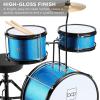 imageBest Choice Products 3Piece Beginner Drum Set for Kids Juniors wThrone Stool Cymbal Drum Sticks Bass Drum Pedal 2 Toms  BlueLight Blue Sparkle