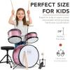 imageBest Choice Products 3Piece Beginner Drum Set for Kids Juniors wThrone Stool Cymbal Drum Sticks Bass Drum Pedal 2 Toms  BluePink Sparkle