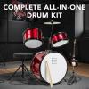 imageBest Choice Products 3Piece Beginner Drum Set for Kids Juniors wThrone Stool Cymbal Drum Sticks Bass Drum Pedal 2 Toms  BlueRed