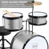 imageBest Choice Products 3Piece Beginner Drum Set for Kids Juniors wThrone Stool Cymbal Drum Sticks Bass Drum Pedal 2 Toms  BlueSilver Sparkle