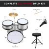 imageBest Choice Products 3Piece Beginner Drum Set for Kids Juniors wThrone Stool Cymbal Drum Sticks Bass Drum Pedal 2 Toms  BlueSilver Sparkle