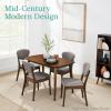 imageBest Choice Products 3Piece MidCentury Modern Wood Dining Kitchen Table ampamp Chair Set w 2 Upholstered Bench Seats  WalnutCreamWalnutCharcoal