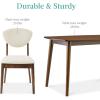 imageBest Choice Products 3Piece MidCentury Modern Wood Dining Kitchen Table ampamp Chair Set w 2 Upholstered Bench Seats  WalnutCreamWalnutCream