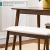 imageBest Choice Products 3Piece MidCentury Modern Wood Dining Kitchen Table ampamp Chair Set w 2 Upholstered Bench Seats  WalnutCreamWalnutCream