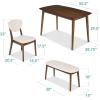 imageBest Choice Products 3Piece MidCentury Modern Wood Dining Kitchen Table ampamp Chair Set w 2 Upholstered Bench Seats  WalnutCreamWalnutCream