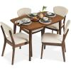 imageBest Choice Products 3Piece MidCentury Modern Wood Dining Kitchen Table ampamp Chair Set w 2 Upholstered Bench Seats  WalnutCreamWalnutCream