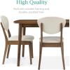 imageBest Choice Products 3Piece MidCentury Modern Wood Dining Kitchen Table ampamp Chair Set w 2 Upholstered Bench Seats  WalnutCreamWalnutCream