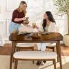 imageBest Choice Products 3Piece MidCentury Modern Wood Dining Kitchen Table ampamp Chair Set w 2 Upholstered Bench Seats  WalnutCreamWalnutCream