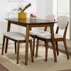 imageBest Choice Products 3Piece MidCentury Modern Wood Dining Kitchen Table ampamp Chair Set w 2 Upholstered Bench Seats  WalnutCreamWalnutCream
