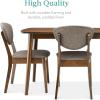 imageBest Choice Products 3Piece MidCentury Modern Wood Dining Kitchen Table ampamp Chair Set w 2 Upholstered Bench Seats  WalnutCreamWalnutLight Gray