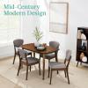 imageBest Choice Products 3Piece MidCentury Modern Wood Dining Kitchen Table ampamp Chair Set w 2 Upholstered Bench Seats  WalnutCreamWalnutLight Gray