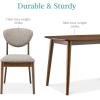 imageBest Choice Products 3Piece MidCentury Modern Wood Dining Kitchen Table ampamp Chair Set w 2 Upholstered Bench Seats  WalnutCreamWalnutLight Gray