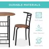 imageBest Choice Products 3Piece Wooden Round Table ampamp Chair Set for Kitchen Dining Room Compact Space wSteel Frame Builtin Wine Rack  WhiteBrownBlackBrown