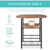 imageBest Choice Products 3Piece Wooden Round Table ampamp Chair Set for Kitchen Dining Room Compact Space wSteel Frame Builtin Wine Rack  WhiteBrownBlackBrown