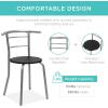 imageBest Choice Products 3Piece Wooden Round Table ampamp Chair Set for Kitchen Dining Room Compact Space wSteel Frame Builtin Wine Rack  WhiteBrownBlackSilver