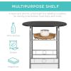 imageBest Choice Products 3Piece Wooden Round Table ampamp Chair Set for Kitchen Dining Room Compact Space wSteel Frame Builtin Wine Rack  WhiteBrownBlackSilver