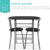 imageBest Choice Products 3Piece Wooden Round Table ampamp Chair Set for Kitchen Dining Room Compact Space wSteel Frame Builtin Wine Rack  WhiteBrownBlackSilver