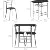 imageBest Choice Products 3Piece Wooden Round Table ampamp Chair Set for Kitchen Dining Room Compact Space wSteel Frame Builtin Wine Rack  WhiteBrownBlackSilver