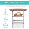 imageBest Choice Products 3Piece Wooden Round Table ampamp Chair Set for Kitchen Dining Room Compact Space wSteel Frame Builtin Wine Rack  WhiteBrownEspresso