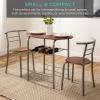 imageBest Choice Products 3Piece Wooden Round Table ampamp Chair Set for Kitchen Dining Room Compact Space wSteel Frame Builtin Wine Rack  WhiteBrownEspresso