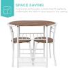 imageBest Choice Products 3Piece Wooden Round Table ampamp Chair Set for Kitchen Dining Room Compact Space wSteel Frame Builtin Wine Rack  WhiteBrownWhiteBrown
