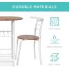 imageBest Choice Products 3Piece Wooden Round Table ampamp Chair Set for Kitchen Dining Room Compact Space wSteel Frame Builtin Wine Rack  WhiteBrownWhiteBrown