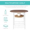 imageBest Choice Products 3Piece Wooden Round Table ampamp Chair Set for Kitchen Dining Room Compact Space wSteel Frame Builtin Wine Rack  WhiteBrownWhiteBrown