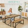 imageBest Choice Products 455in 3Piece Bench Style Dining Furniture Set 4Person SpaceSaving Dinette for Kitchen Dining Room w 2 Benches Table  BlackBlackBlackBlack