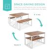 imageBest Choice Products 455in 3Piece Bench Style Dining Furniture Set 4Person SpaceSaving Dinette for Kitchen Dining Room w 2 Benches Table  BlackBlackBrownWhite