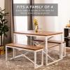 imageBest Choice Products 455in 3Piece Bench Style Dining Furniture Set 4Person SpaceSaving Dinette for Kitchen Dining Room w 2 Benches Table  BlackBlackBrownWhite