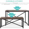 imageBest Choice Products 455in 3Piece Bench Style Dining Furniture Set 4Person SpaceSaving Dinette for Kitchen Dining Room w 2 Benches Table  BlackBlackBrownBlack