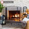 imageBest Choice Products 475x2725in 3Panel Simple Steel Mesh Fireplace Screen Fire Spark Guard Grate for Living Room Home Decor wRustic Worn Finish  BlackAntique Gold