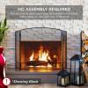 imageBest Choice Products 475x2725in 3Panel Simple Steel Mesh Fireplace Screen Fire Spark Guard Grate for Living Room Home Decor wRustic Worn Finish  BlackAntique Gold
