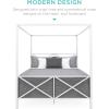 imageBest Choice Products 4Post Queen Size Modern Metal Canopy Bed wMattress Support Builtin Headboard Footboard Classic Customizable Design  WhiteWhite