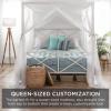 imageBest Choice Products 4Post Queen Size Modern Metal Canopy Bed wMattress Support Builtin Headboard Footboard Classic Customizable Design  WhiteWhite