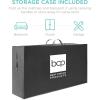 imageBest Choice Products 4in Portable QueenSize Mattress TriFold Mattress for Camping Guest Toddler Foam Plush wCarry Case  Midnight BlueTaupe