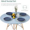 imageBest Choice Products 5Piece Dining Set Compact MidCentury Modern Table ampamp Chair Set for Home Apartment w 4 Chairs Plastic Seats Wooden Legs Metal Frame  BlueOakBlueOak