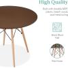 imageBest Choice Products 5Piece Dining Set Compact MidCentury Modern Table ampamp Chair Set for Home Apartment w 4 Chairs Plastic Seats Wooden Legs Metal Frame  BlueOakBrownOak