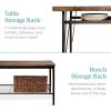 imageBest Choice Products 6Piece 55in Modern Dining Set for Home Kitchen Dining Room wStorage Racks Rectangular Table Bench 4 Chairs Steel Frame  BrownBrown