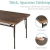 imageBest Choice Products 6Piece 55in Modern Dining Set for Home Kitchen Dining Room wStorage Racks Rectangular Table Bench 4 Chairs Steel Frame  BrownBrown