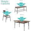 imageBest Choice Products 6Piece 55in Modern Dining Set for Home Kitchen Dining Room wStorage Racks Rectangular Table Bench 4 Chairs Steel Frame  BrownBrown