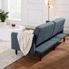 imageBest Choice Products 77quot Mid Century Modern Boucle Loveseat Sofa Couch Convertible Sofa Sleeper Bed wReal Wood Removable Armrest  Slate BlueBoucle  Slate Blue