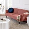 imageBest Choice Products 77quot Mid Century Modern Boucle Loveseat Sofa Couch Convertible Sofa Sleeper Bed wReal Wood Removable Armrest  Slate BlueBoucle  Mauve