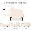 imageBest Choice Products 77quot Mid Century Modern Boucle Loveseat Sofa Couch Convertible Sofa Sleeper Bed wReal Wood Removable Armrest  Slate BlueBoucle  Ivory