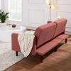 imageBest Choice Products 77quot Mid Century Modern Boucle Loveseat Sofa Couch Convertible Sofa Sleeper Bed wReal Wood Removable Armrest  Slate BlueBoucle  Mauve