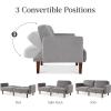 imageBest Choice Products 77quot Mid Century Modern Boucle Loveseat Sofa Couch Convertible Sofa Sleeper Bed wReal Wood Removable Armrest  Slate BlueBoucle  Storm Gray