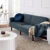 imageBest Choice Products 77quot Mid Century Modern Boucle Loveseat Sofa Couch Convertible Sofa Sleeper Bed wReal Wood Removable Armrest  Slate BlueBoucle  Slate Blue