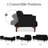 imageBest Choice Products 77quot Mid Century Modern Boucle Loveseat Sofa Couch Convertible Sofa Sleeper Bed wReal Wood Removable Armrest  Slate BlueBoucle  Midnight Black